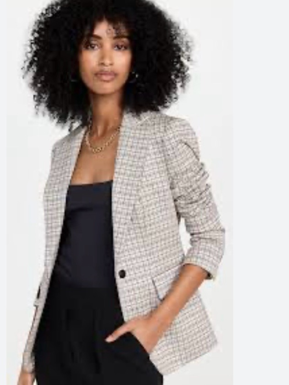 Theory Riding Jacket Grid Knit Cream Grey Black Brown 10